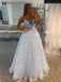 Sparkly A-Line Backless Blue Long Evening Prom Dresses, MR7288