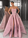 A-Line Dusty Purple Satin Backless Side Slit Long Evening Prom Dresses, Cheap Custom Backless Prom Dresses, MR7322