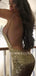 Sexy Gold Sequin Mermaid Spaghetti Straps Long Evening Prom Dresses, Cheap Custom Prom Dresses, MR7384