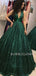 Ball Gown Attractive Green V-neck Sequins Sparkly Backless Long Evening Prom Dresses, Cheap Custom Prom Dresses, MR7412