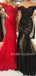 Off Shoulder Applique Lace Mermaid Beaded Long Evening Prom Dresses, MR7448