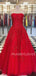 Red Tulle A-line Appliques Lace Long Evening Prom Dresses, Cheap Custom Prom Dress, MR7632