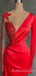 Mermaid Red Satin V-neck Appliques Long Evening Prom Dresses, Cheap Custom prom dresses, MR7705