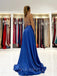 A-line Royal Blue Satin Spaghetti Straps Long Evening Prom Dresses, Cheap Custom prom dresses, MR7711