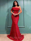 One shoulder Burgundy Sequin Mermaid Long Evening Prom Dresses, Cheap Custom Prom Dresses, MR7771