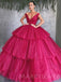 Ball Gown Burgundy Tulle V-neck Long Evening Prom Dresses, Cheap Custom Prom Dresses, MR7821