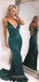 Mermaid Dark Green Sequin Spaghetti Straps Long Evening Prom Dresses, Cheap Custom Prom Dresses, MR7836