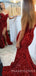 Burgundy Sequin Strapless Long Mermaid Evening Prom Dresses, Cheap Custom Sweetheart Prom Dresses, MR7869