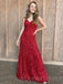 A-line Burgundy Sequin Spaghetti Straps Long Evening Prom Dresses, Cheap Custom Prom Dresses, MR7899