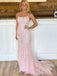 Pink Tulle Appliques Mermaid Lace Long Evening Prom Dresses, MR7957