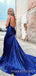 Royal Sequin Mermaid Spaghetti Straps Long Evening Prom Dresses, Cheap Custom Prom Dresses, MR7999