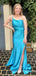 One Shoulder Green Satin Mermaid Long Evening Prom Dresses, Cheap Custom Prom Dresses, MR8003