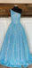 One Shoulder Hot Pink Sequin Sparkly A-line Long Evening Prom Dresses, MR8030