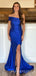 Royal Blue Satin One Shoulder Mermaid Long Evening Prom Dresses, Cheap Custom Prom Dresses, MR8032