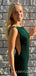 Green Velvet Mermaid High-neck Long Evening Prom Dresses, Cheap Custom Prom Dresses, MR8044