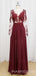 Sexy Deep V-neck Black Chiffon See Through Appliques Long Prom Dresses, Long Sleeves Prom Dress, MR8046