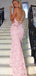 Mermaid Sky Blue Lace Spaghetti Straps Long Backless Evening Prom Dresses, MR8056