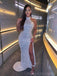 Sexy Halter Silver Sequin Mermaid Long Evening Prom Dresses, Cheap Custom Prom Dresses, MR8117