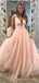 Deep V-neck Sky Blue Sequin Sparkly Long A-line Evening Prom Dresses, MR8121