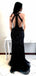 Black Tulle Beaded Deep V-neck Long Mermaif Evening Prom Dresses, MR8139