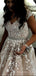 A-line Champagne Tulle Appliques Long Evening Prom Dresses, MR8208