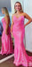 Mermaid Hot Pink Sequin Long Strapless Evening Prom Dresses, Sweetheart Custom Mermaid Prom Dresses, MR8218