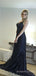 Spaghetti Straps Mermaid Black Tulle Appliques Long Evening Prom Dresses, Custom Prom Dress, MR8220