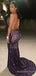 Sexy Deep V Neck Black Sequin Long Mermaid Evening Prom Dresses, Backless Custom Prom Dresses, MR8224