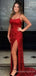 Sheath/Column Red Sequin Long Evening Prom Dresses, Spaghetti Straps Custom Prom Dresses, MR8229