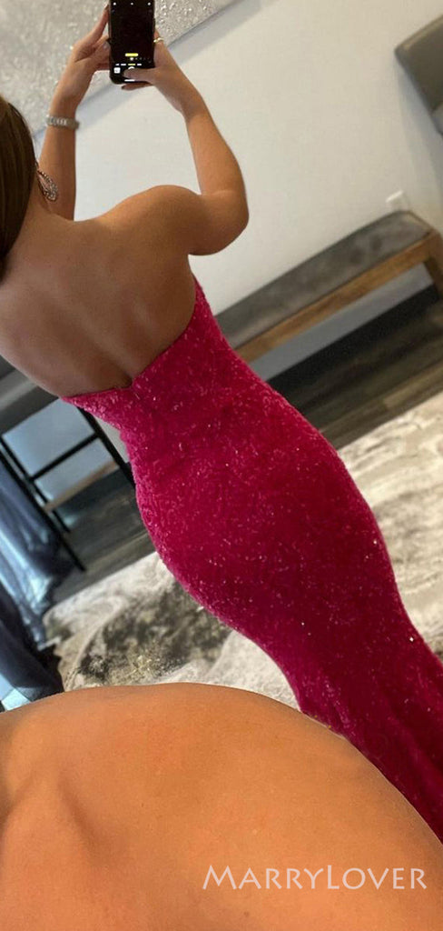 Sexy Strapless Sequin Long Mermaid Evening Prom Dresses, Sweetheart Custom Prom Dresses, MR8231