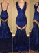Sexy See Through Mermaid Red Sequin Long Evening Prom Dresses, V Neck Custom Prom Dresses, MR8261