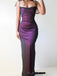Mermaid Dark Purple Long Evening Prom Dresses, Spaghetti Straps Tulle Custom Prom Dresses, MR8295