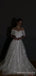 Off Shoulder White Sparkly Long Evening Prom Dresses, A-line Custom Prom Dresses, MR8307
