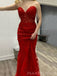 Red Tulle appliques Long Strapless Evening Prom Dresses,  Custom Formal Sweetheart  Mermaid Prom Dress, MR8309