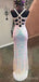 White Sequins V-neck Long Evening Prom Dresses,  Custom Backless  Mermaid Prom Dress, MR8310