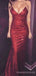 Red Sequins Spaghetti Straps Long V-neck Evening Prom Dresses,  Custom Backless  Mermaid Prom Dress, MR8311