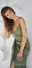 Clover Satin Spaghetti Straps Long Mermaid Evening Prom Dresses, High Slit V-neck Custom Prom Dresses, MR8322