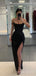 Off Shoulder Black Sequin Mermaid Bateau Long Evening Prom Dresses, Custom Prom Dress, MR8504