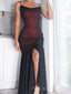 Black Tulle Mermaid Side Slit Long Evening Prom Dresses, Custom Prom Dress, MR8508