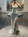 Strapless Bateau Sequin Side Slit Long Evening Prom Dresses, Custom Mermaid Prom Dress, MR8509