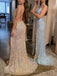 Spaghetti Straps Sequins Mermaid Long Evening Prom Dresses, Custom Prom Dress, MR8514