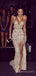 Sexy Tulle Beaded Spaghetti Straps Mermaid Long Evening Prom Dresses, Custom Side Slit Prom Dress, MR8516