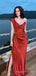 One Shoulder Mermaid Sweet Heart Long Satin Evening Prom Dresses, Custom Side Slit Prom Dress, MR8519