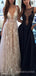 Deep V-neck Spaghetti Straps Black Long Evening Prom Dresses, Custom A-line Prom Dress, MR8520