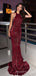 Simple Mermaid Burgundy Sequins Halter Long Evening Prom Dresses, Custom Prom Dress, MR8527