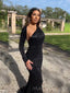 One Shoulder Black Sequins Long Sleeves Long Evening Prom Dresses, Custom Mermaid Prom Dress, MR8531