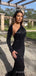 One Shoulder Black Sequins Long Sleeves Long Evening Prom Dresses, Custom Mermaid Prom Dress, MR8531