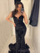 Mermaid Black Sequins Strapless Long Evening Prom Dresses, Custom Prom Dress, MR8548