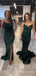 Simple Mermaid Dark Green Sequins Long Evening Prom Dresses, Custom Prom Dress, MR8550