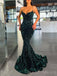 Dark Green Sequins Mermaid Spaghetti Straps Long Evening Prom Dresses, Custom Prom Dress, MR8554